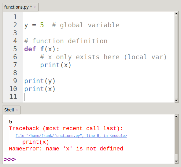 python function scope of variables, local and global